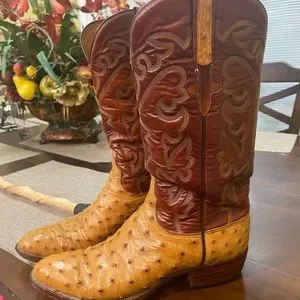 Lucchese 1183 Full Quill Ostrich Boots 9.5 Lucchese Men main image 2